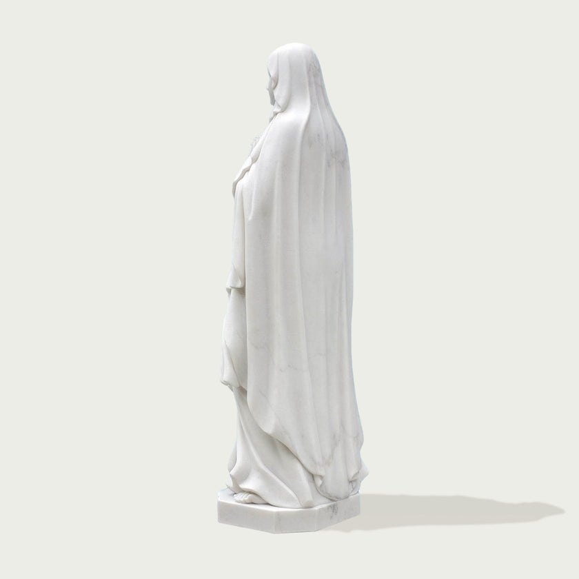 Graceful Our Lady of the Rosary Marble Statue  on a white background