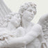 Mythological Love Cupid and Psyche Marble Statue set against a white background
