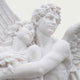 Mythological Love Cupid and Psyche Marble Statue set against a white background