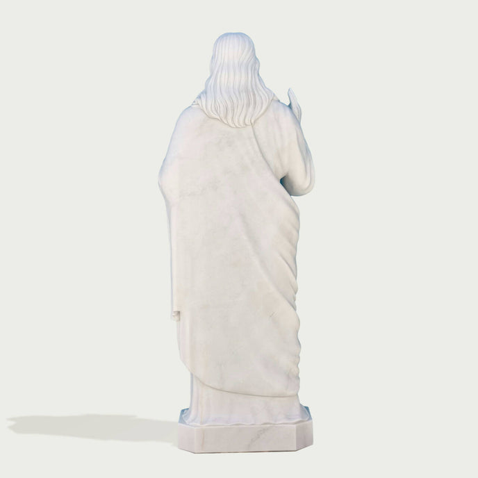 Monumental Sacred Heart of Jesus Marble Statue on a white background