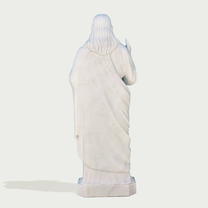 Monumental Sacred Heart of Jesus Marble Statue on a white background