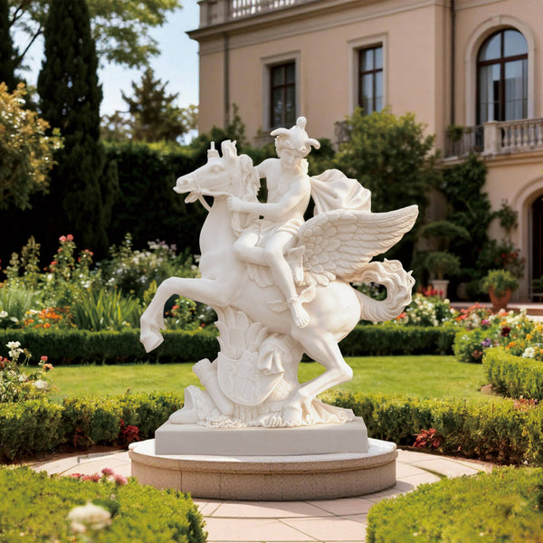 Famous Marble Sculpture of Mythological Pegasus  in a Luxury Courtyards