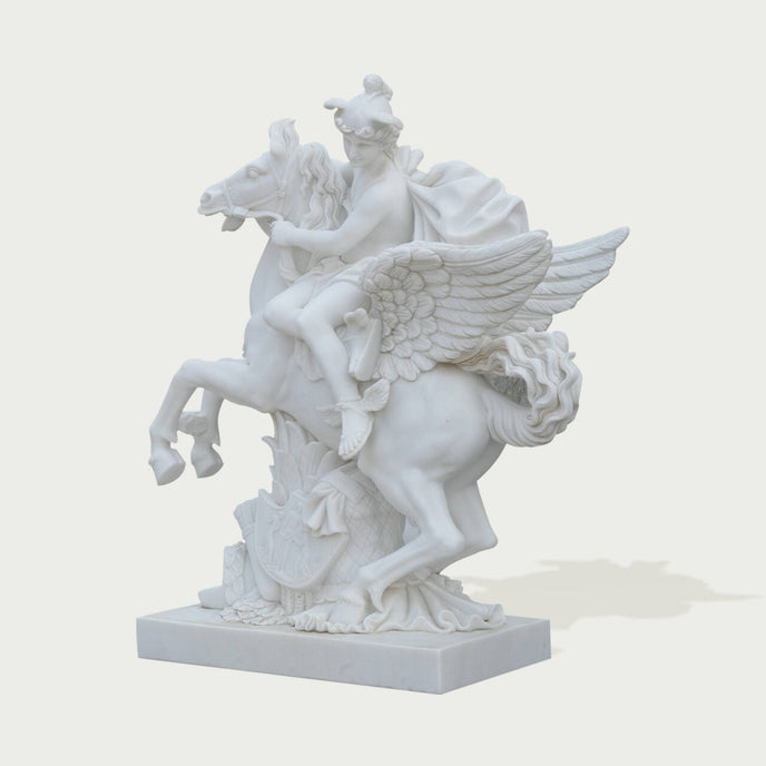Famous Marble Sculpture of Mythological Pegasus  on a white background