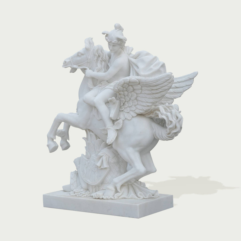 Famous Marble Sculpture of Mythological Pegasus  on a white background