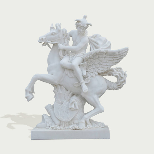 Famous Marble Sculpture of Mythological Pegasus  on a white background