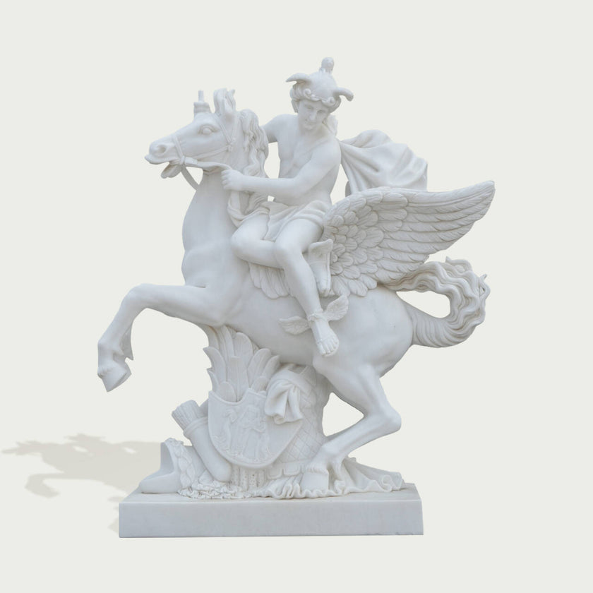 Famous Marble Sculpture of Mythological Pegasus  on a white background