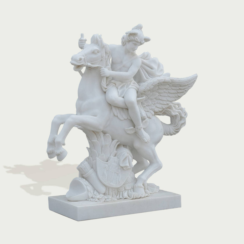 Famous Marble Sculpture of Mythological Pegasus  on a white background