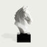 Modern Geometric Natural White Marble Horse Head Sculpture on a white background
