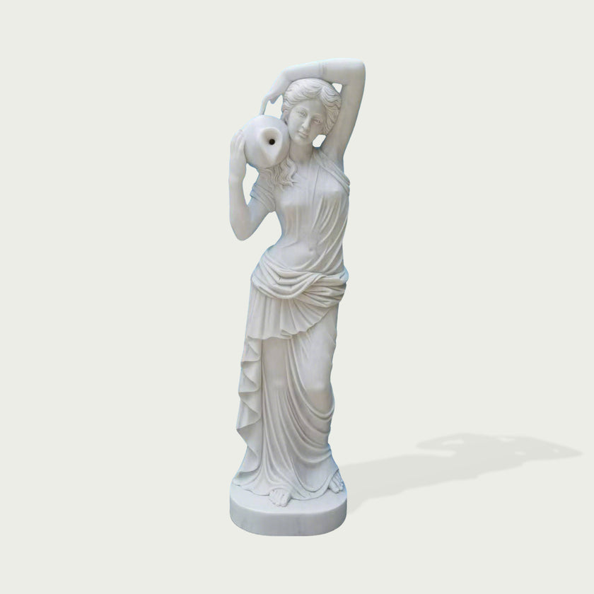 Estate-Grade Greek Goddess Sculpture Marble Fountain For Private Luxury Manors in the background on a white background