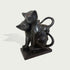 Modern Black Natural Marble Cats Statue on a white background