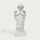 Gentle Praying Cherub Marble Sculpture on a light gray background