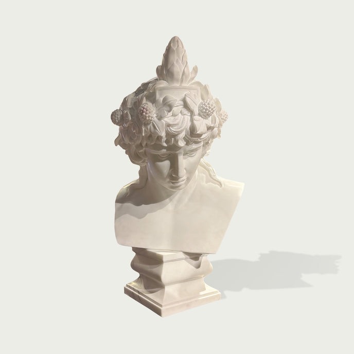 Classic Male Greek Statues Marble Bust Sculpture on a light gray background