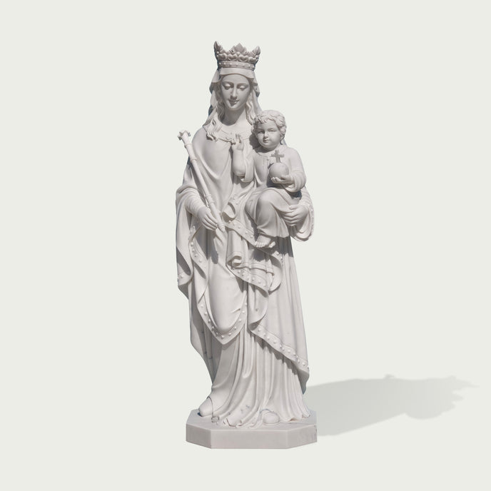 Virgin Mary And Child Marble Statue Outdoor Sculptureon a white background