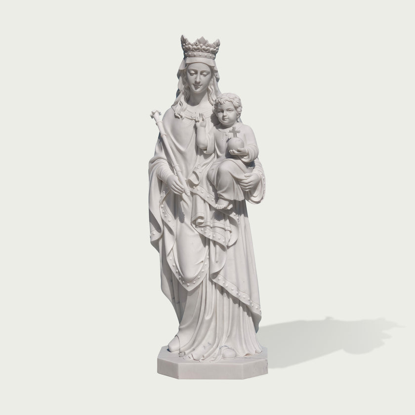 Virgin Mary And Child Marble Statue Outdoor Sculptureon a white background