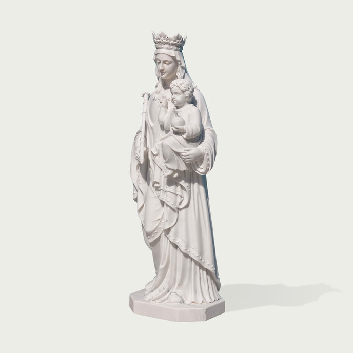 Virgin Mary And Child Marble Statue Outdoor Sculpture on a white background