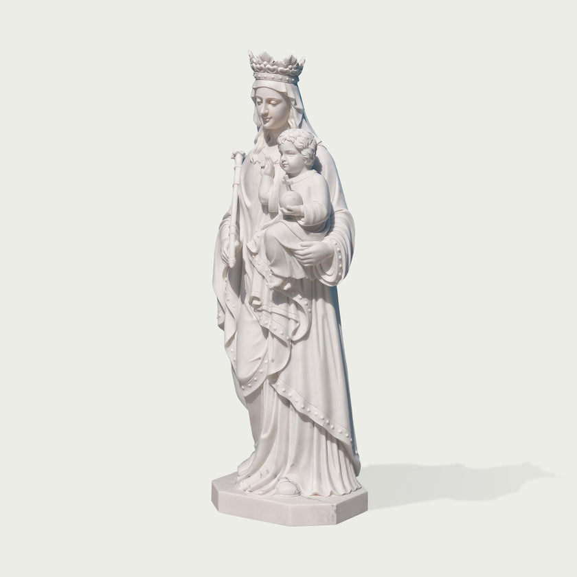 Virgin Mary And Child Marble Statue Outdoor Sculpture on a white background