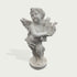 Natural white marble cherub angel sculpture with detailed wings and lyre, shown on a clean white background for product display.