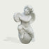Natural white marble cherub tambourine statue with feathered wings, seated pose, soft drapery, and sweet carved facial details.
