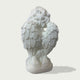 Back view of white marble praying angel sculpture showing detailed feather wings, carved hair texture, and kneeling pose on a clean background.