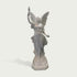 Natural white marble angel sculpture with raised torch, rose detail, large feathered wings, and classical flowing robe on a clean background.