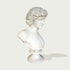 Natural white marble bust sculpture showing a young male figure with detailed flower crown, calm expression, and elegant museum-style form.