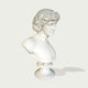 Natural white marble bust sculpture showing a young male figure with detailed flower crown, calm expression, and elegant museum-style form.