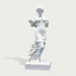 Classical white marble woman statue with graceful pose and flowing dress, detailed stone sculpture on a clean background