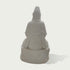 Back view of a white marble Kwan Yin statue featuring smooth carved robes, elegant silhouette, and traditional Buddhist art design