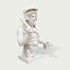 White marble Roman warrior bust sculpture with detailed helmet, beard, armor, and classical carved design.