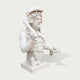 White marble Roman warrior bust sculpture with detailed helmet, beard, armor, and classical carved design.