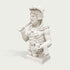 Side view of white marble Roman soldier bust sculpture featuring detailed helmet, muscular figure, and ancient warrior style