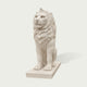 Carved white marble lion statue with realistic mane details and strong posture for outdoor garden and estate decor