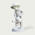 White marble boy statue holding a watering can, handcrafted garden sculpture with detailed carving and classic outdoor decor style.