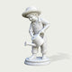 White marble boy statue holding a watering can, handcrafted garden sculpture with detailed carving and classic outdoor decor style.
