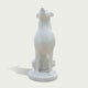 Front view of a white marble greyhound sculpture featuring elegant posture, refined carving, and classic decorative style.