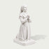 White marble praying woman sculpture with detailed facial features, folded hands, and smooth carved robes on a classic pedestal base.