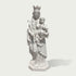 White marble Virgin Mary and Child Jesus statue with crown, detailed robes, religious symbolism, and classical craftsmanship for church or sacred garden decoration