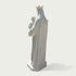 Back view of white marble Virgin Mary holding Child Jesus sculpture, showing detailed flowing robes, crown design, and handcrafted religious statue details