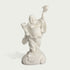 White marble Laughing Buddha prosperity statue with smiling face, lifted hand gesture, traditional details and elegant craftsmanship for home or temple decor