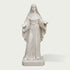 White marble robed woman sculpture with rosary beads, elegant flowing garment, calm expression, and handcrafted details for a religious or memorial setting.