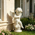 INFINITY Serene Marble Cherub Statue With Butterfly On Raised Arm Peaceful Garden Sculpture For Outdoor Spaces IM-104