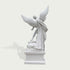 Rear view of white marble Saint Michael angel statue showing large feathered wings, flowing cloak details and handcrafted stone sculpture finish.