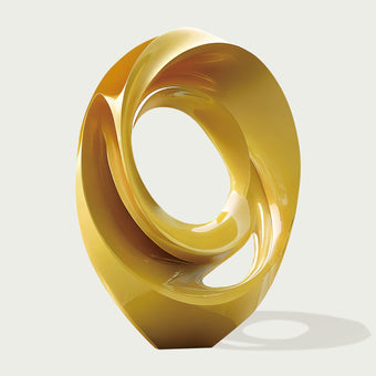 Yellow abstract stainless steel sculpture 