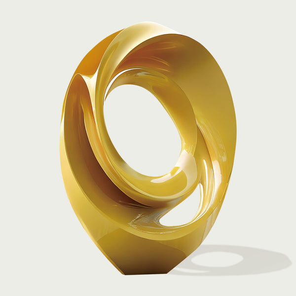 Yellow abstract stainless steel sculpture 