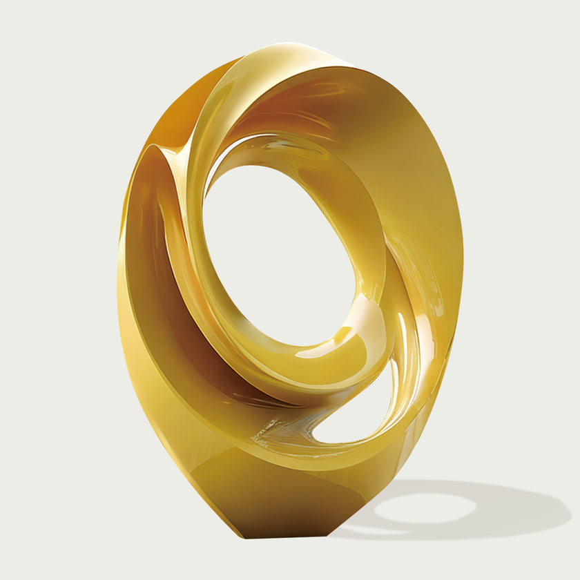 Yellow abstract stainless steel sculpture 