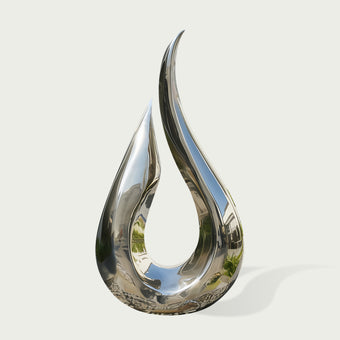 INFINITY Organic Modern Unbound Teardrop Stainless Steel Mirror Polished Silver Sculpture for Luxury Courtyards IS-009
