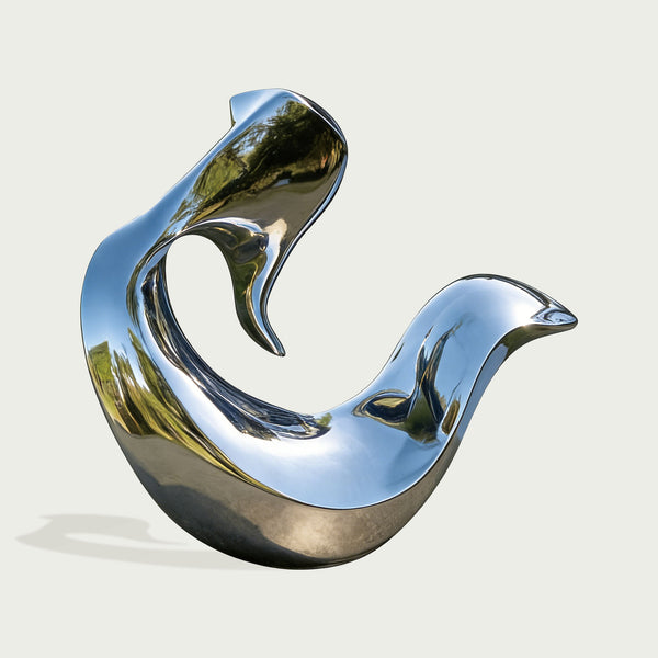 Modern abstract stainless steel marine sculpture 