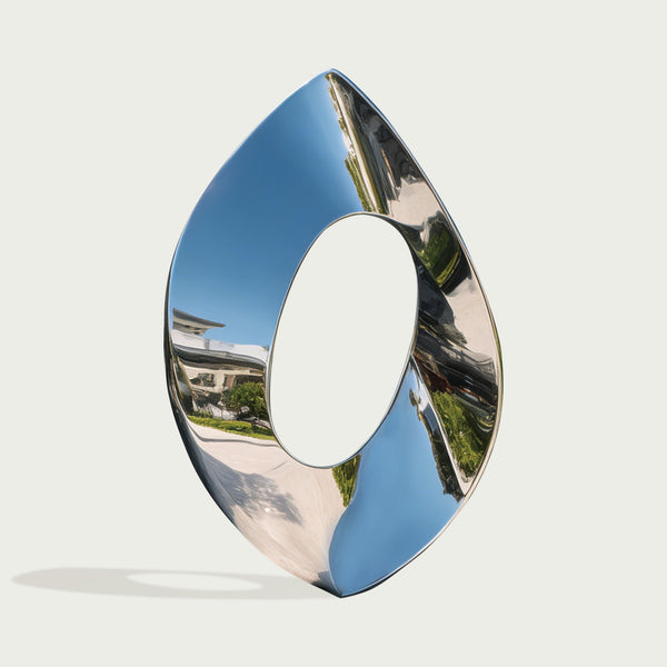 Modern stainless steel silver luminous portal sculpture