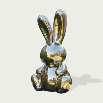Large Abstract Black Oval Stainless Steel Sculpture in a white background