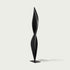 Abstract Slender Twisting Leaf Stainless Steel Sculpture  on a white background